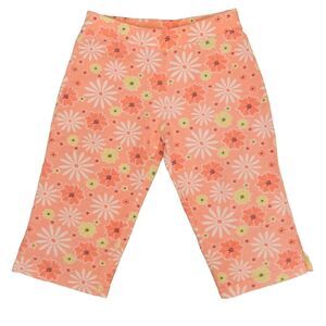 SO girls small 7/8 vintage peach white green floral printed capris pants